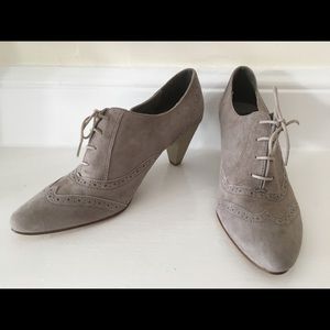 French gray leather suede booties